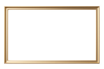 sleek and modern gold metal picture frame with a slightly wider border, isolated on a white background