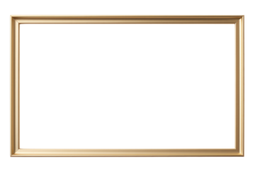 sleek and modern gold metal picture frame with a slightly wider border, isolated on a white background