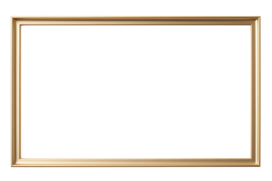 sleek and modern gold metal picture frame with a slightly wider border, isolated on a white background