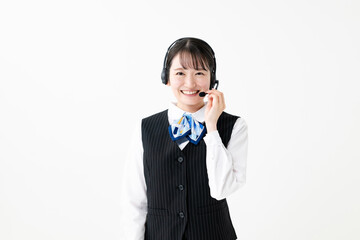 制服の女子社員　オペレーター　コールセンター