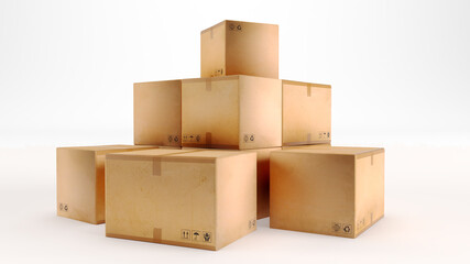 cardboard boxes isolatrd on a white background