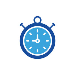 stopwatch icon color or logo illustration glyph color blue style