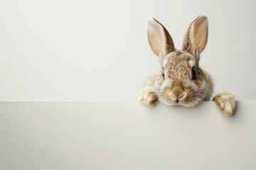 Obraz premium Cute rabbit peeking over edge