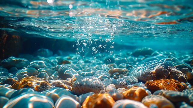 A close up of the water and rocks.