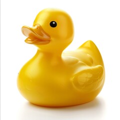 A yellow rubber duck isolated on a white background