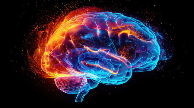 Concept art of a human brain exploding with knowledge and creativity. generative ai

