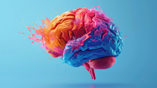 Concept art of a human brain exploding with knowledge and creativity. generative ai

