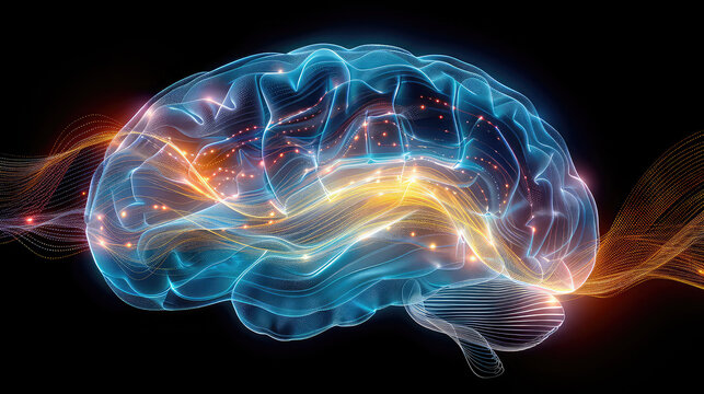 Concept art of a human brain exploding with knowledge and creativity. generative ai


