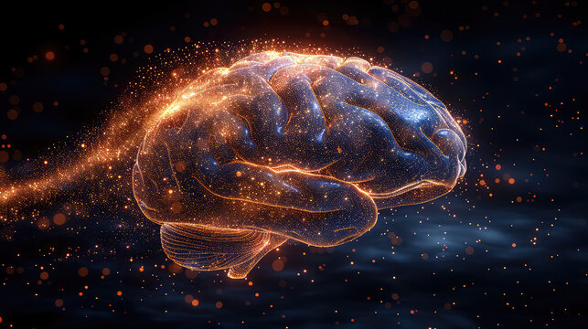 Concept art of a human brain exploding with knowledge and creativity. generative ai

