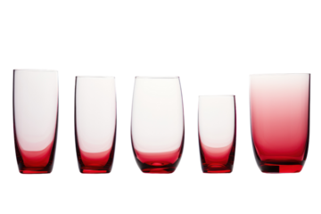 set of matching glasses with a cohesive design, perfect for everyday use. Isolated on a white background.