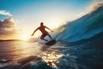 Epic Surfing Scene with a Handsome Surfer