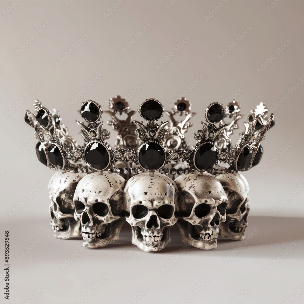 Poster gothic skull crown with jewels