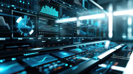 futuristic model of a treasury's automated financial forecasting system, with AI-driven predictions and recommendations