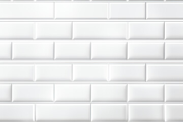 seamless pattern of classic white subway tiles with beveled edges, isolated on a white background