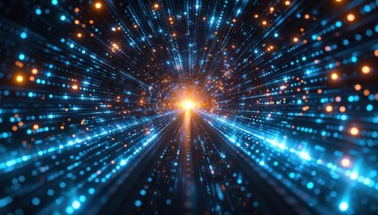 Naklejka premium Abstract Digital Tunnel of Light