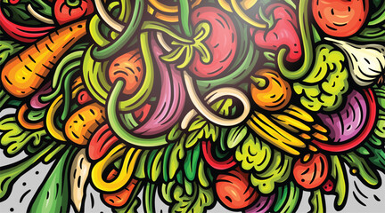 Cartoon vector doodle Vegetables banner background