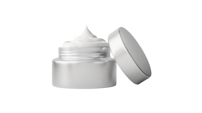 Hyper realistic photo of cream jar isolated on transparent background