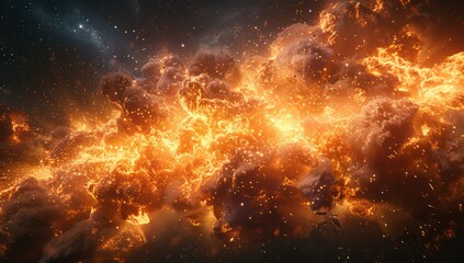 Fototapeta premium Fiery Cosmic Explosion in Deep Space
