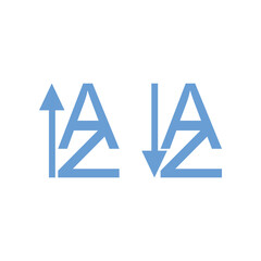 Letter A and A with arrow icon. Flat design style eps 10. sort ascending and descending icon symbol. Sort icon illustration design.