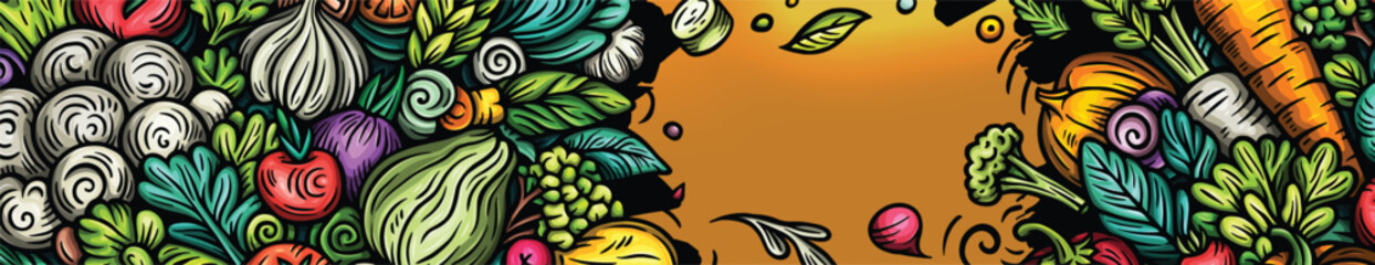 Cartoon vector doodle Vegetables banner background © balabolka