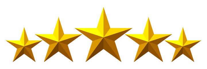 Obraz premium 5 stars rating, gold 3D five stars