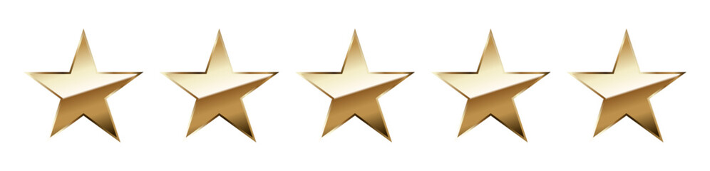 Obraz premium Five stars rating. Gold 3D stars
