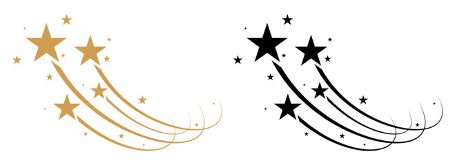 Shooting star. Gold falling star vector symbol © Auguste Lange