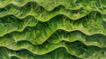 Obraz premium An aerial view reveals the rough texture of green grass, capturing the essence of desertwave.