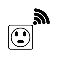 smart plug glyph  icon with white background vector stock illustration