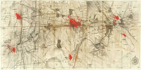 Bleeding heart of a nation. A map with the blood of the citizens.