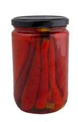 Pickled red Peppers in a Glass Jar