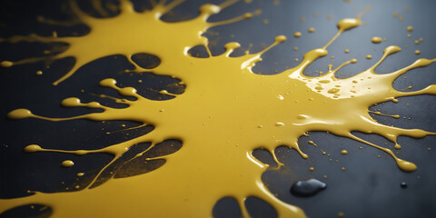Yellow Paint Pattern on Black Surface