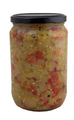 Pickled Eggplant Salad in a Glass Jar