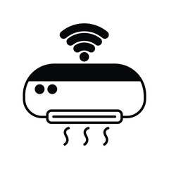air conditioner glyph  icon with white background vector stock illustration
