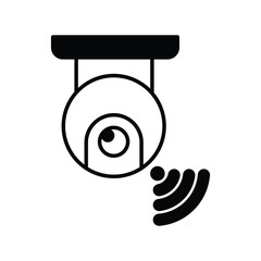 CCtv camera glyph  icon with white background vector stock illustration