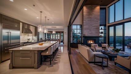 Luxury Home Interior Kitchen and Living Room