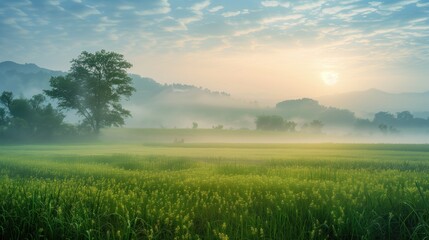 Naklejka premium Free good morning scene wallpaper background photo