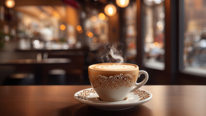 Fototapeta premium A cup of steaming coffee