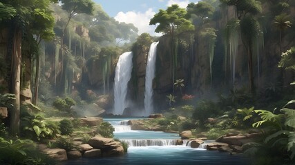 New waterfalls in dense foliage