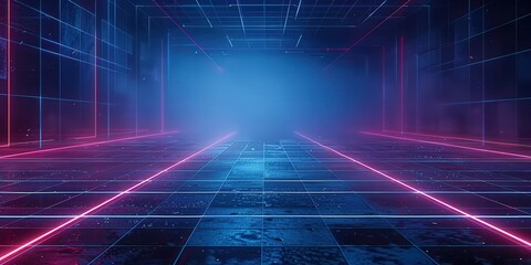 Neon Grid Tunnel