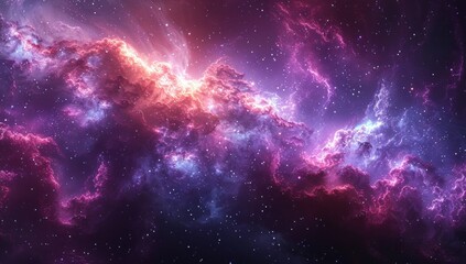 Cosmic Nebula with Swirling Clouds and Stars