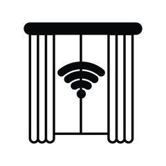 smart curtain glyph  icon with white background vector stock illustration