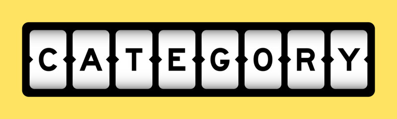 Black color in word category on slot banner with yellow color background
