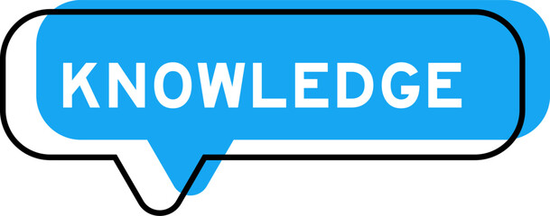 Speech banner and blue shade with word knowledge on white background