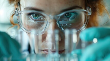 A scientist intently works on an experiment, with a focus on the various scientific tools and technologies in the background, symbolizing dedication and innovation in research.