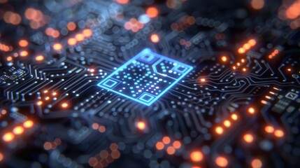 futuristic glowing neon virtual hologram of the Qr Code on a high-tech dark background