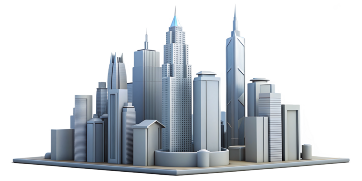 Modern Skyscraper Abstract Cityscape Urban Skyline Transparent Architectural Design Futuristic Metropolis Construction