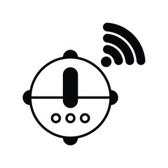 robot vacuum glyph  icon with white background vector stock illustration