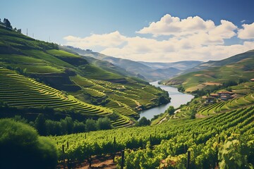 Fototapeta premium Vineyards on terraced beautiful view