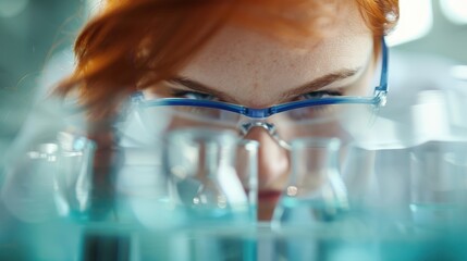 This image features a scientist analyzing samples with vibrant colored liquids in a modern laboratory setting, showcasing the dedication and meticulous nature of scientific experimentation.